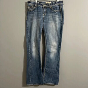 ZCO jeans ladies size 11 flared dark wash embellished pockets